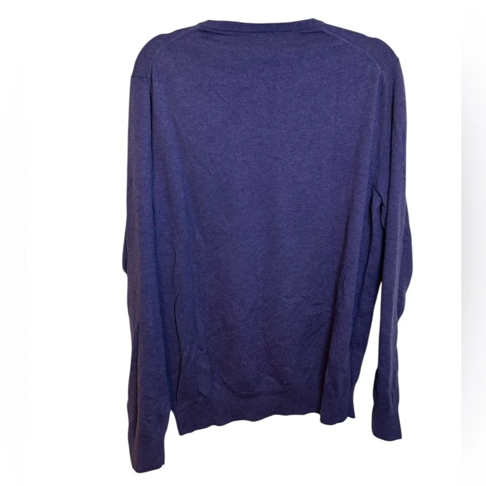 J. Crew Men's Purple Cotton Harbor V-Neck Sweater